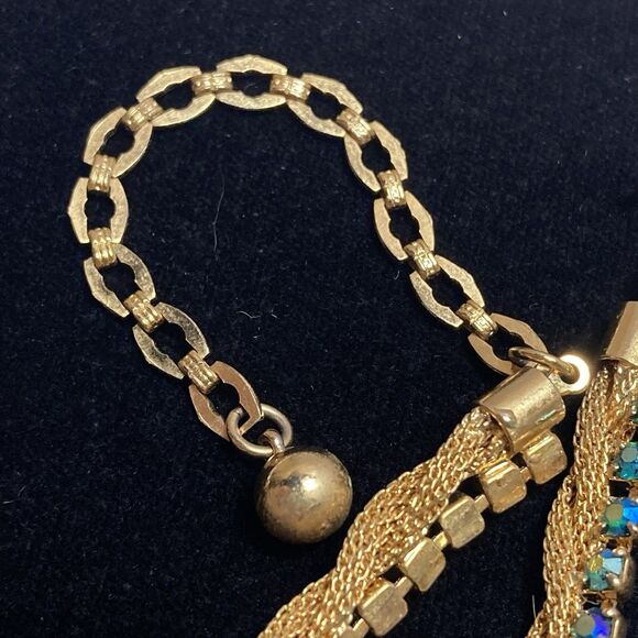 RARE JULIANA D&E EMERALD RUBY AB RHINESTONE necklace earrings Mesh Gold Book - Picture 12 of 16